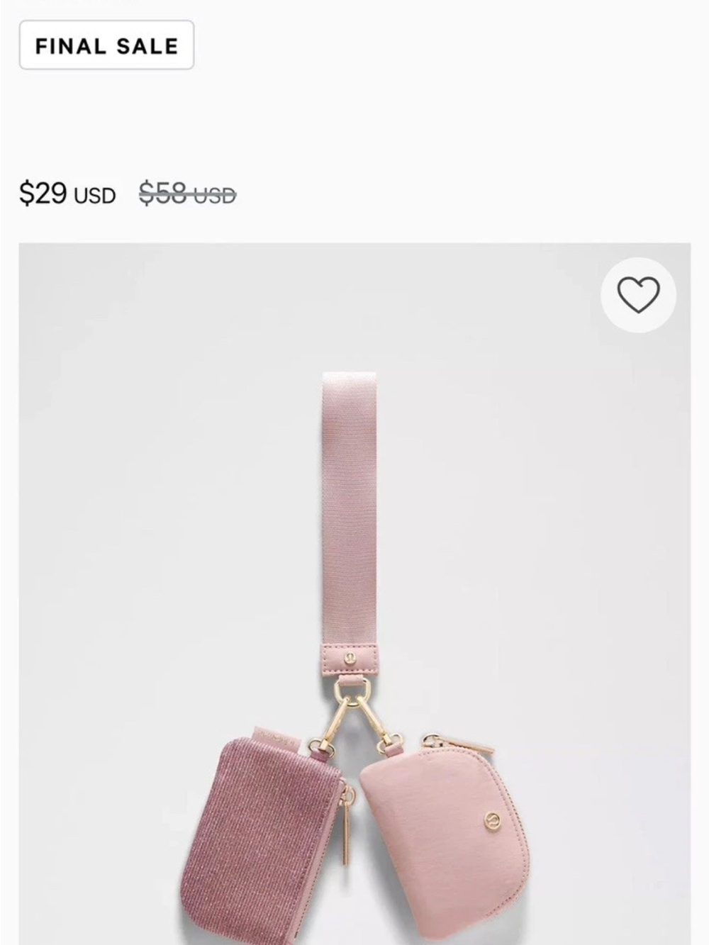 lululemon athletica Pink Double Pouch Wristlet with Gold Hardware